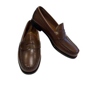 GH Bass unisex Weejuns Logan Loafers Brown All Leather Size Mens 7EE Wms 9W NEW